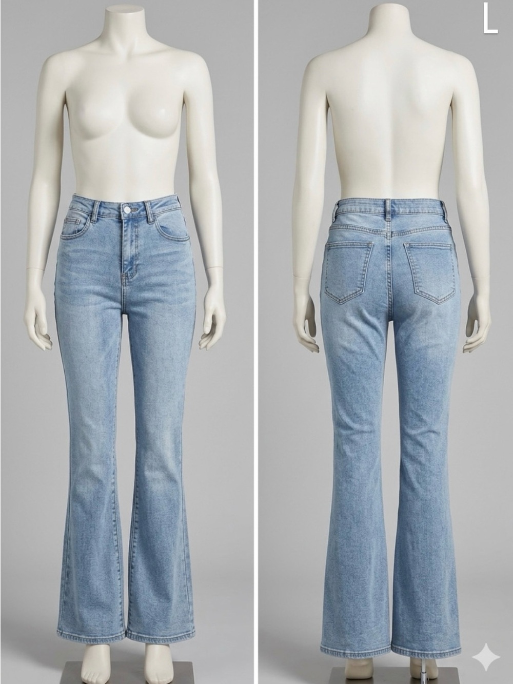 SHEIN Light Blue High-Rise Flare Jeans - Teens
